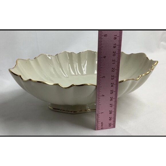 Lenox Vintage Scalloped Porcelain Centerpiece Bowl With Gold Trim 11.5" x 3" Ele - Picture 2 of 9